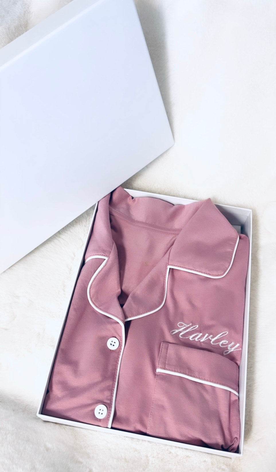 Personalised Bamboo Long Sleeve Pyjama Set -Rose Pink (3-4 weeks delivery)