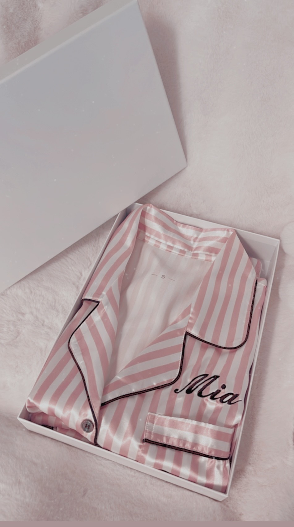 Personalised Short Sleeve Satin Pyjama Set-Pink Stripe (please allow 3-4 weeks delivery)