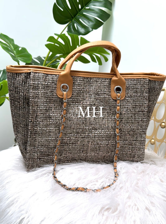 Classic Medium Canvas Tote Brown Tweed