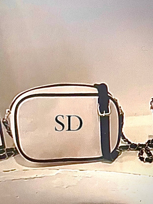 Personalised CrossBody Bag-Cream/Black