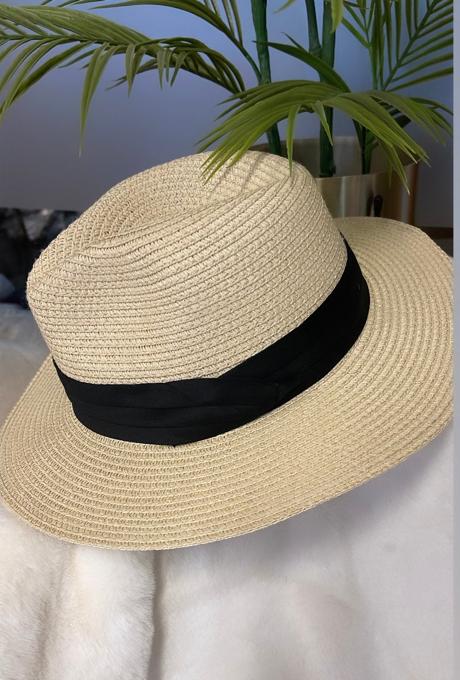 Personalised Fedora Hat Natural/Black Band