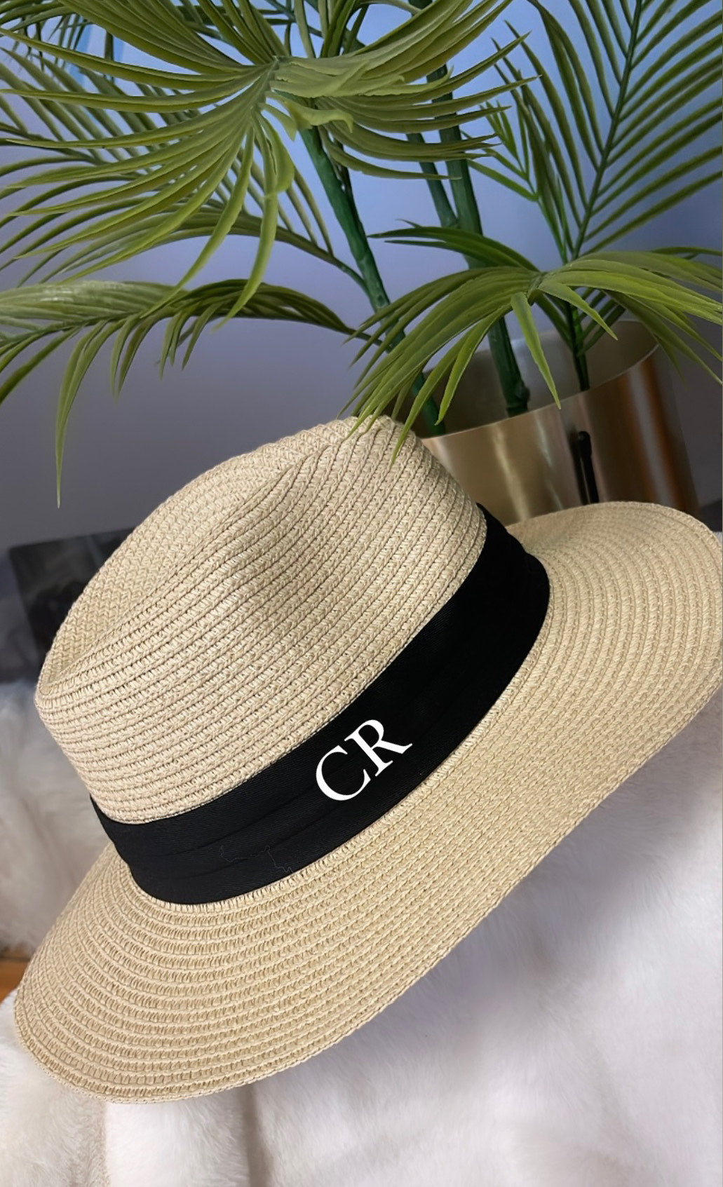 Personalised Fedora Hat Natural/Black Band