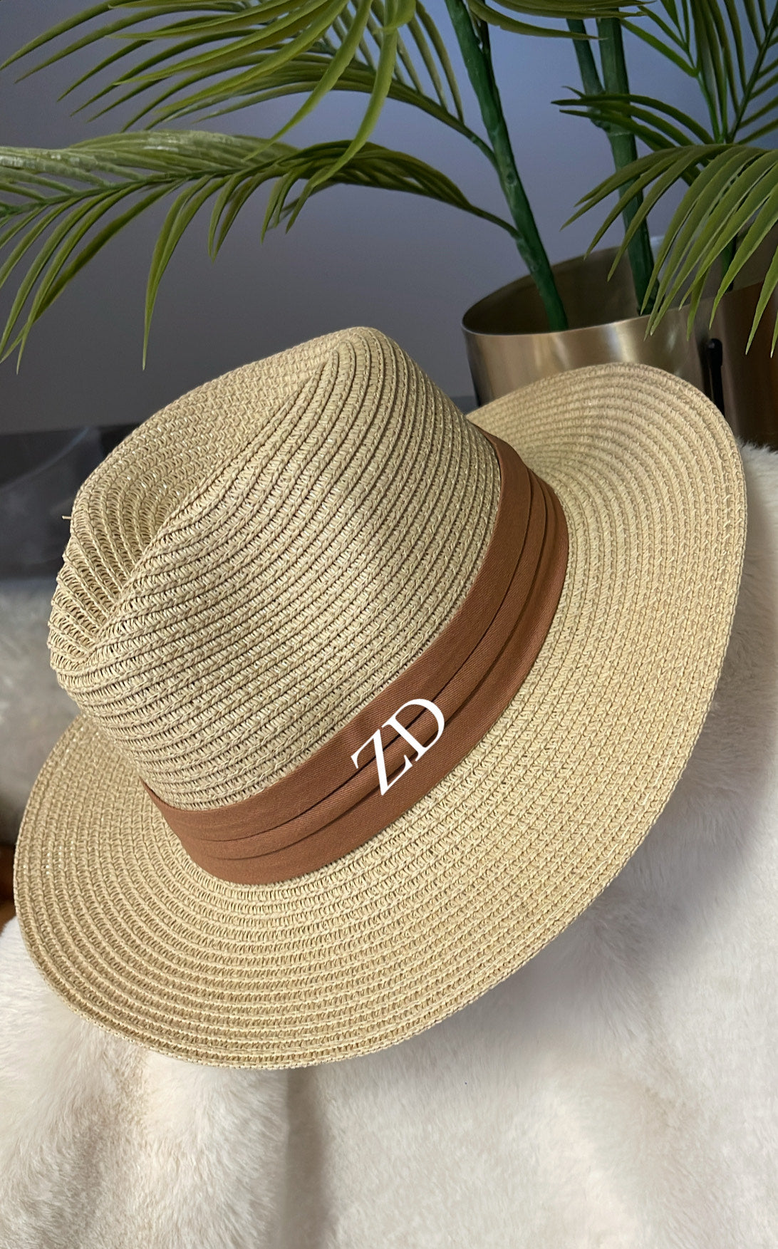 Personalised Fedora Hat Natural/Tan Band