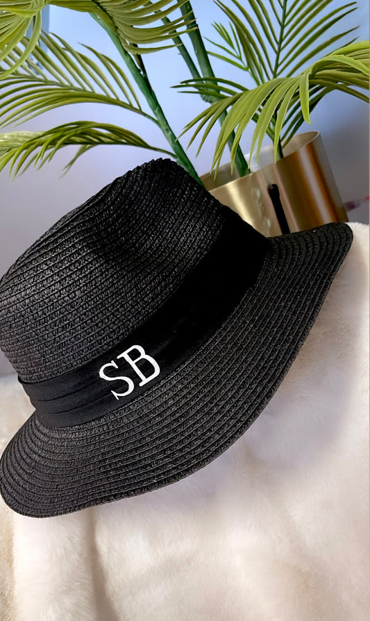 Personalised Fedora Hat Black/Black Band