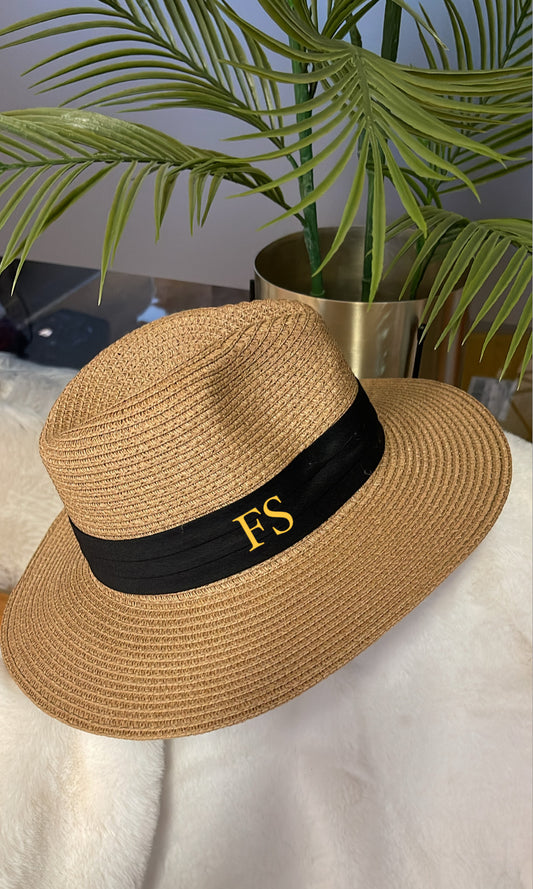 Personalised Fedora Hat Tan/Black Band