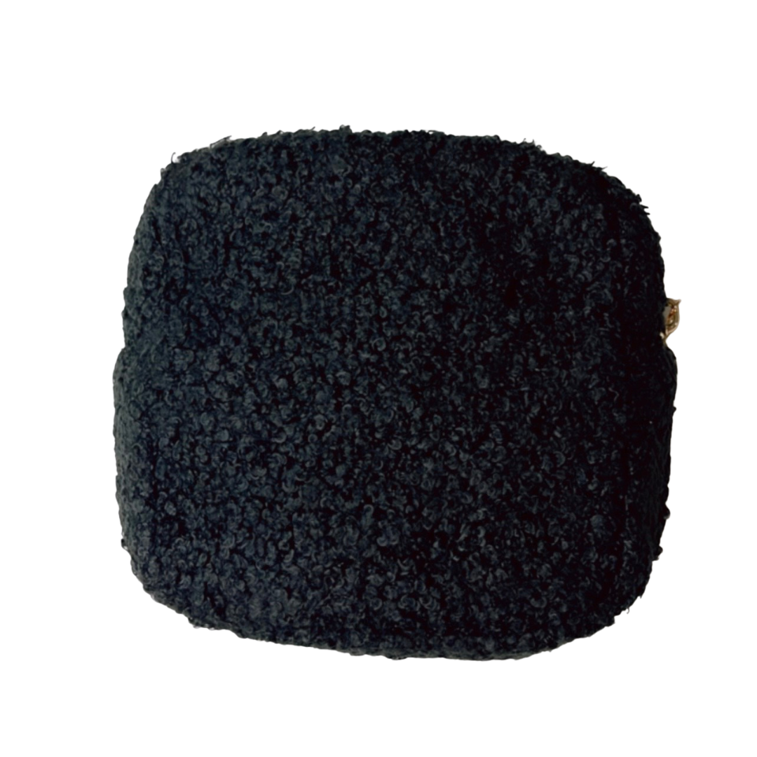 Mini Black Teddy Fur Pouch