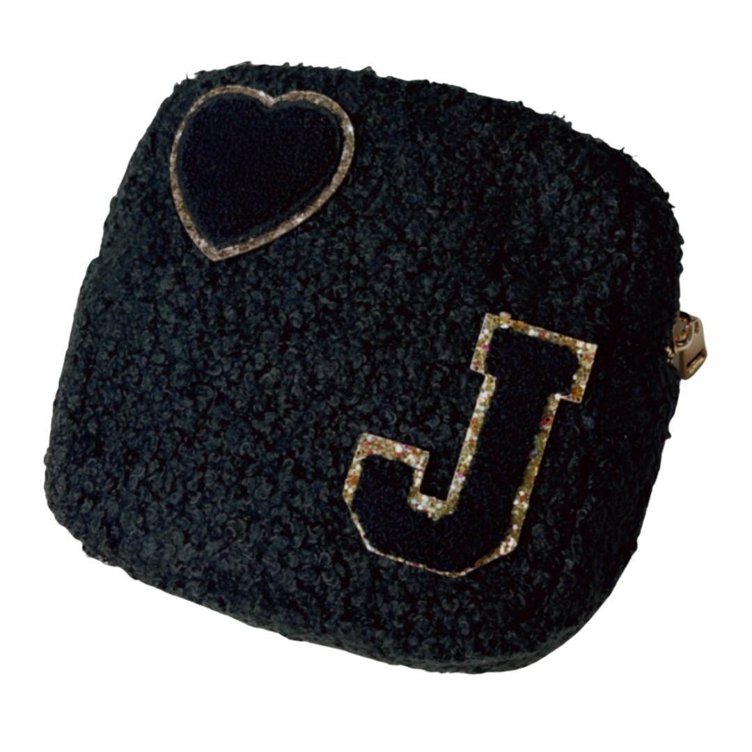 Mini Black Teddy Fur Pouch