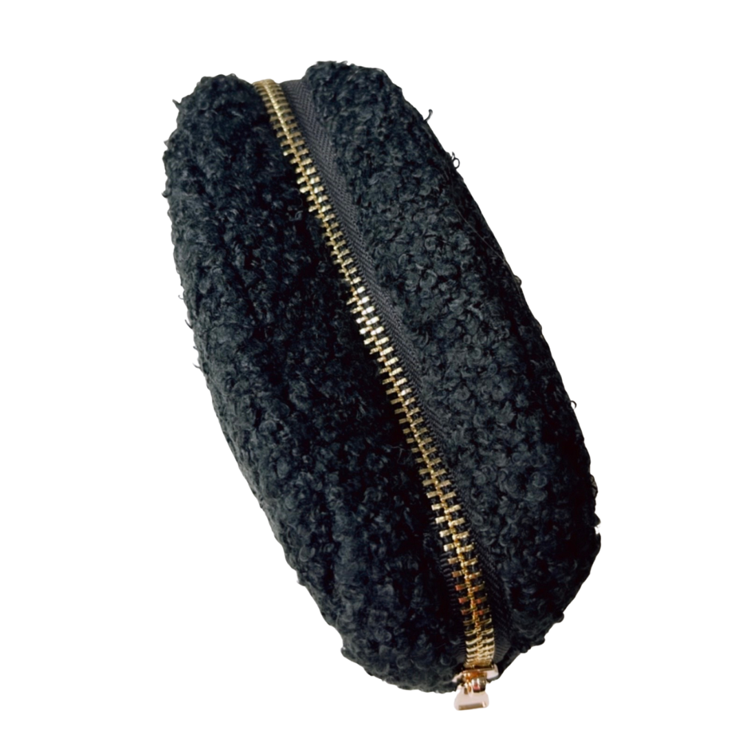 Mini Black Teddy Fur Pouch