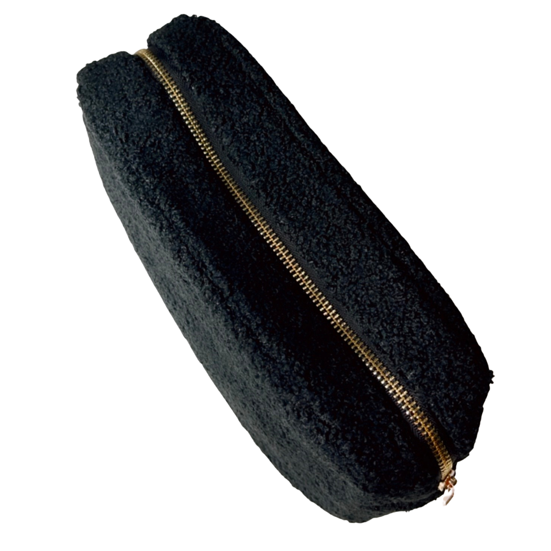 Medium Black Teddy Fur Pouch