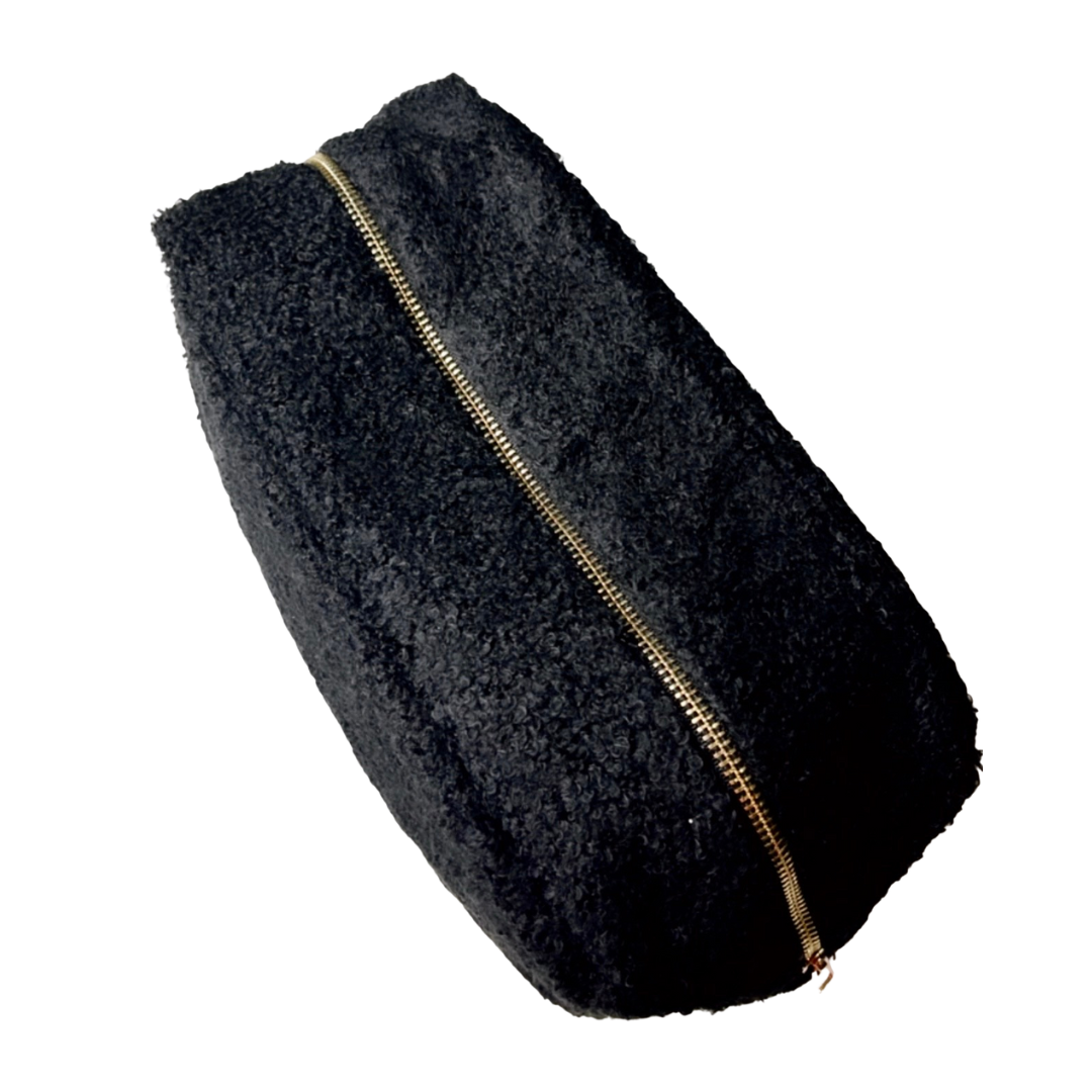 Large Black Teddy Fur Pouch