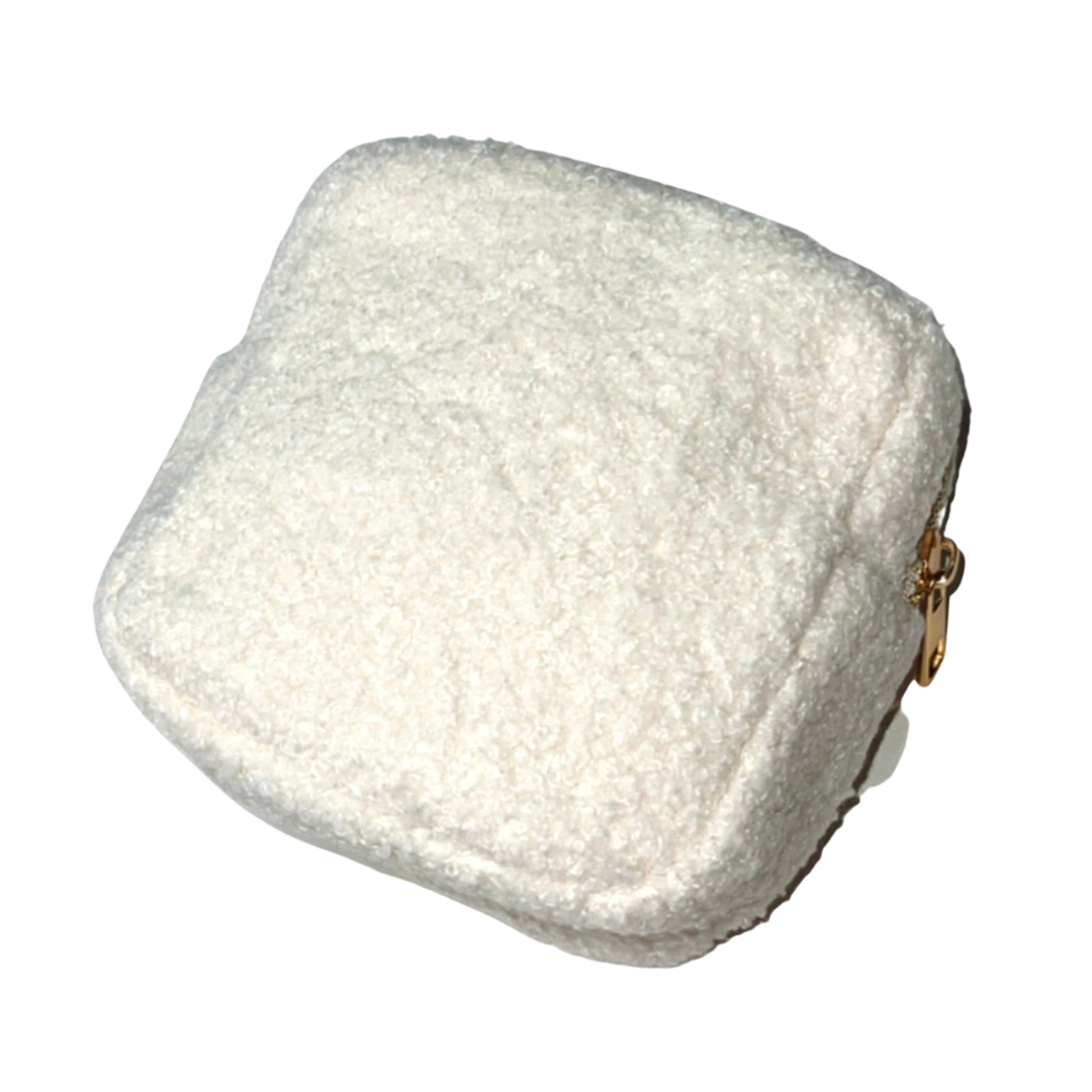 Mini Cream Teddy Fur Pouch