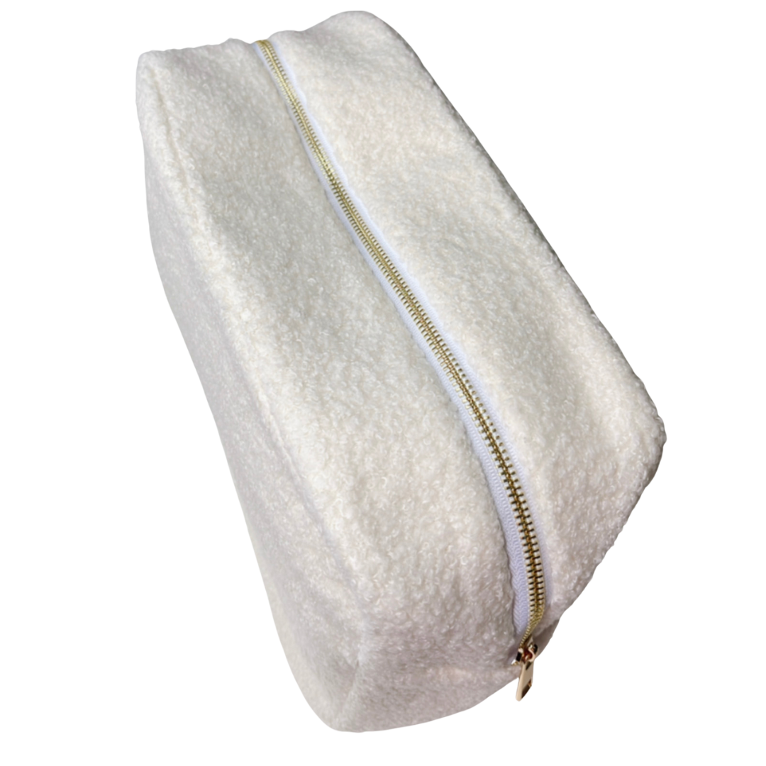 Large Cream Teddy Fur Pouch