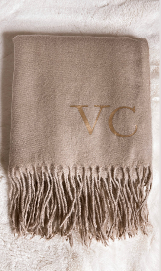 Personalised Cashmere Touch Scarf/Warm Beige