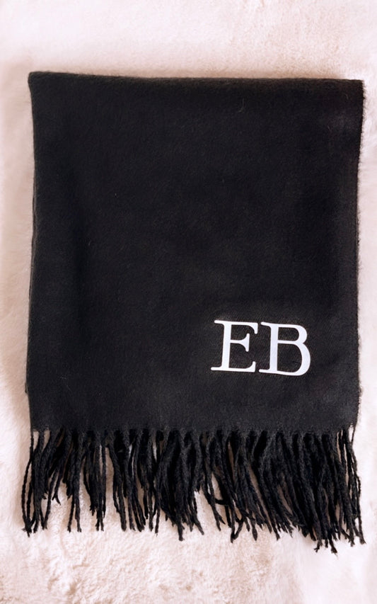 Personalised Cashmere Touch Scarf/Black