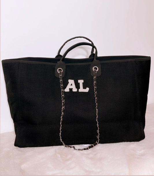 Luxe Pearl Weekender - Canvas tote/ Black