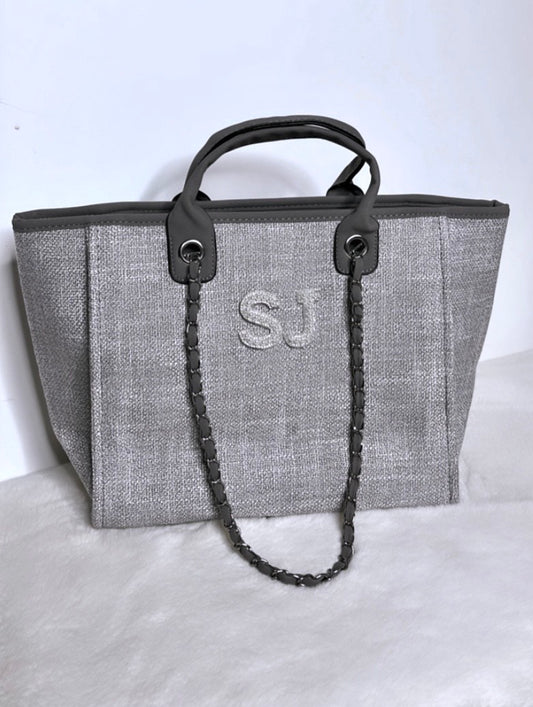 Luxe Pearl Canvas Tote Medium/Grey