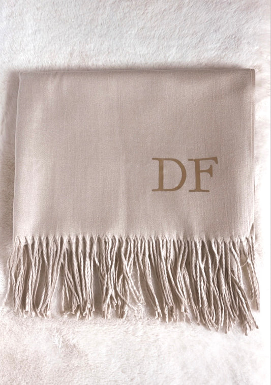 Personalised Pashmina Scarf/Light Beige