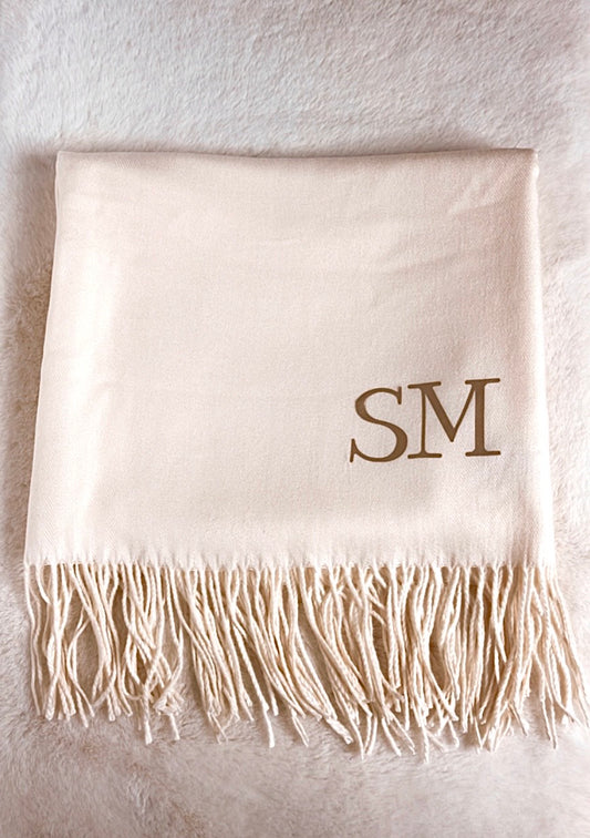 Personalised Pashmina Scarf/Cream